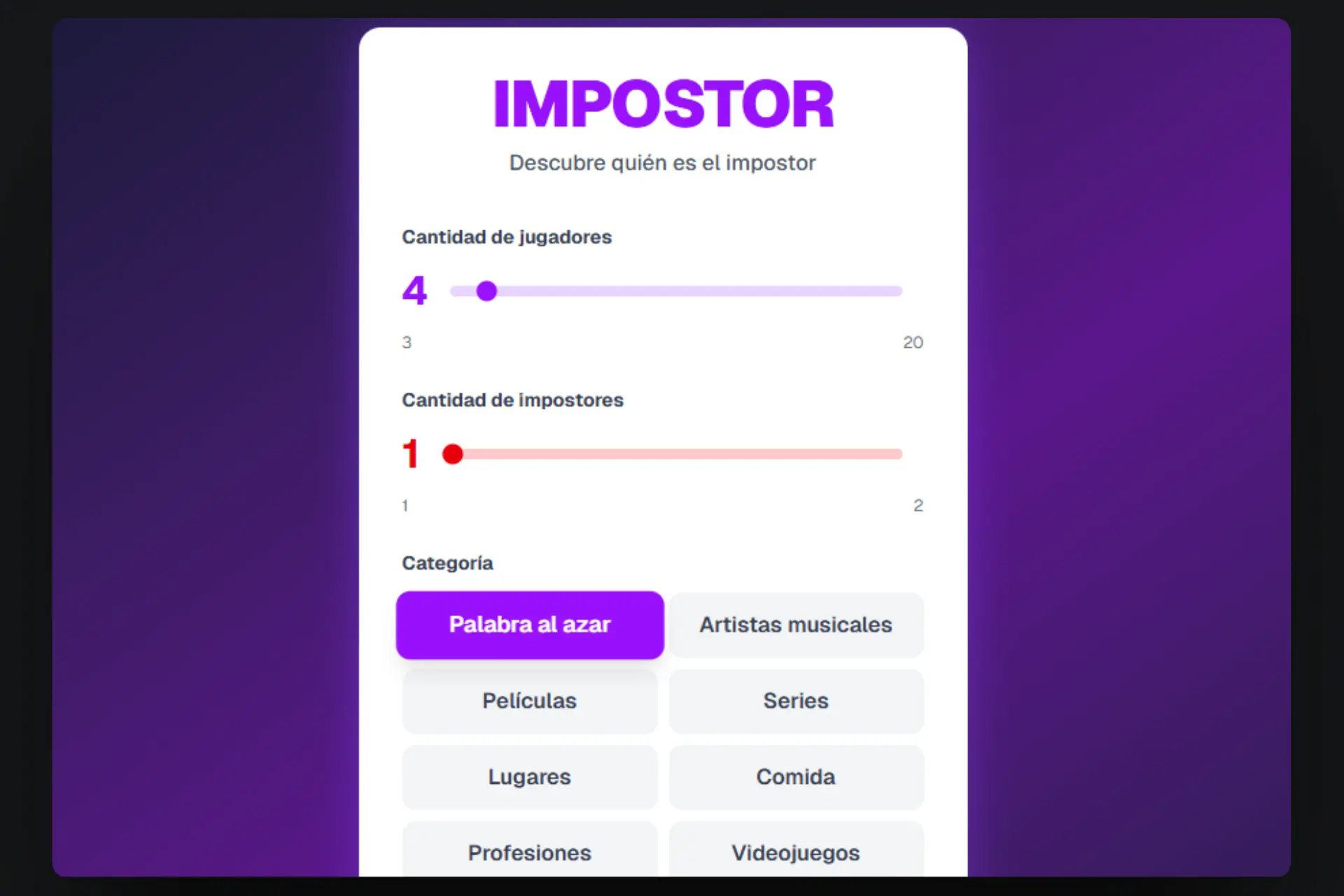 Screenshot de Impostor Game