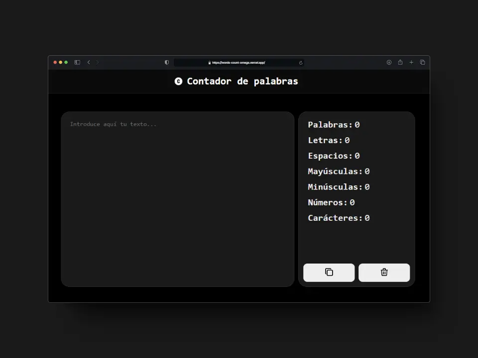 Screenshot de Words Count, software para contar palabras